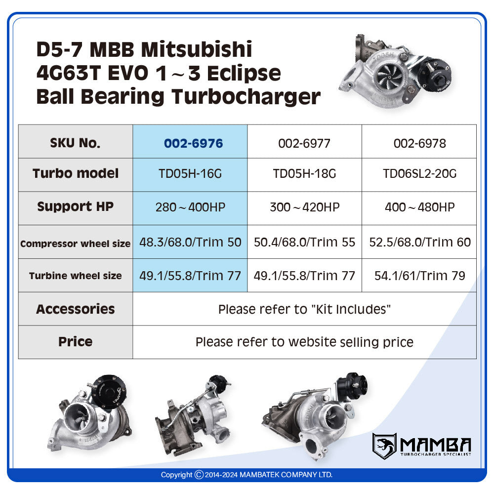 TD05H-16G MBB Mitsubishi 4G63T EVO 1~3 Eclipse Ball Bearing