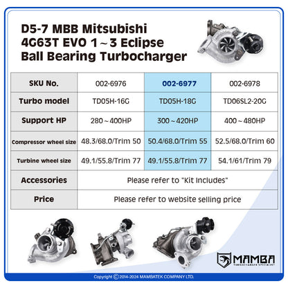 TD05H-18G MBB Mitsubishi 4G63T EVO 1~3 Eclipse Ball Bearing