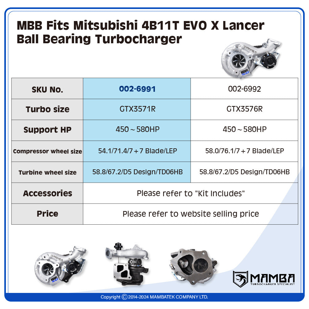 GTX3571R Mitsubishi 4B11T EVO X Lancer Ball Bearing Turbocharger