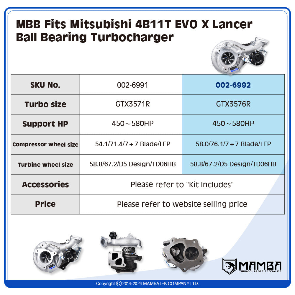 GTX3576R Mitsubishi 4B11T EVO X Lancer Ball Bearing Turbocharger